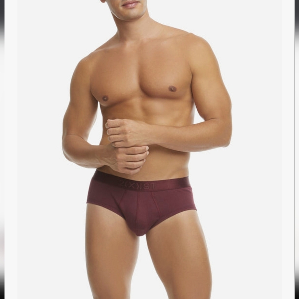 2xist NIB Men's Pima Cotton Contour Pouch Brief 3-Pack -Grey/Burgundy/Navy Small - Picture 5 of 9